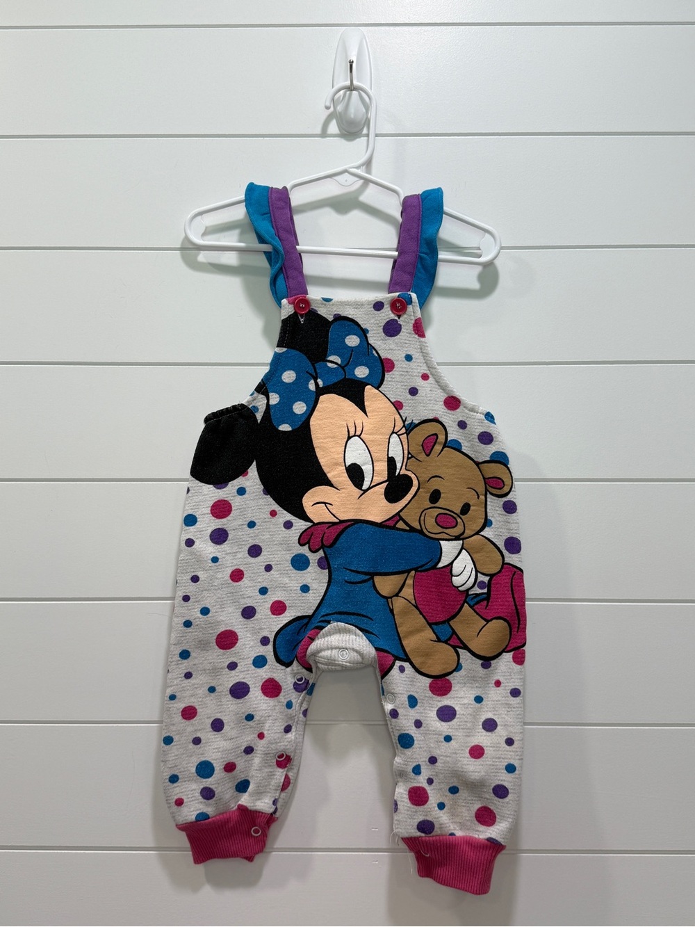 Vintage 80/90s Disney Baby Minnie Mouse Romper/Overall Jumpsuit